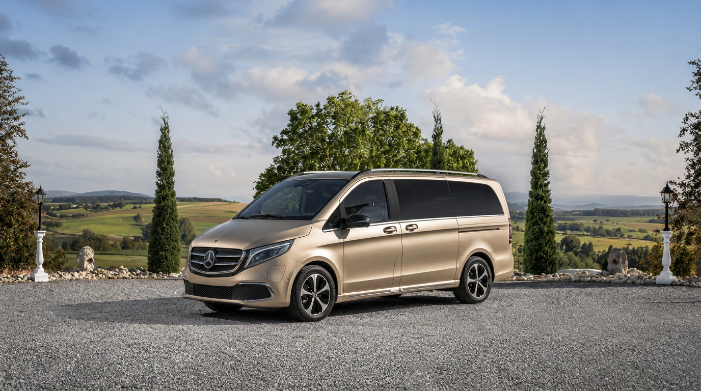 Mercedes-Benz EQV chauffeur driven people carrier for wedding guests